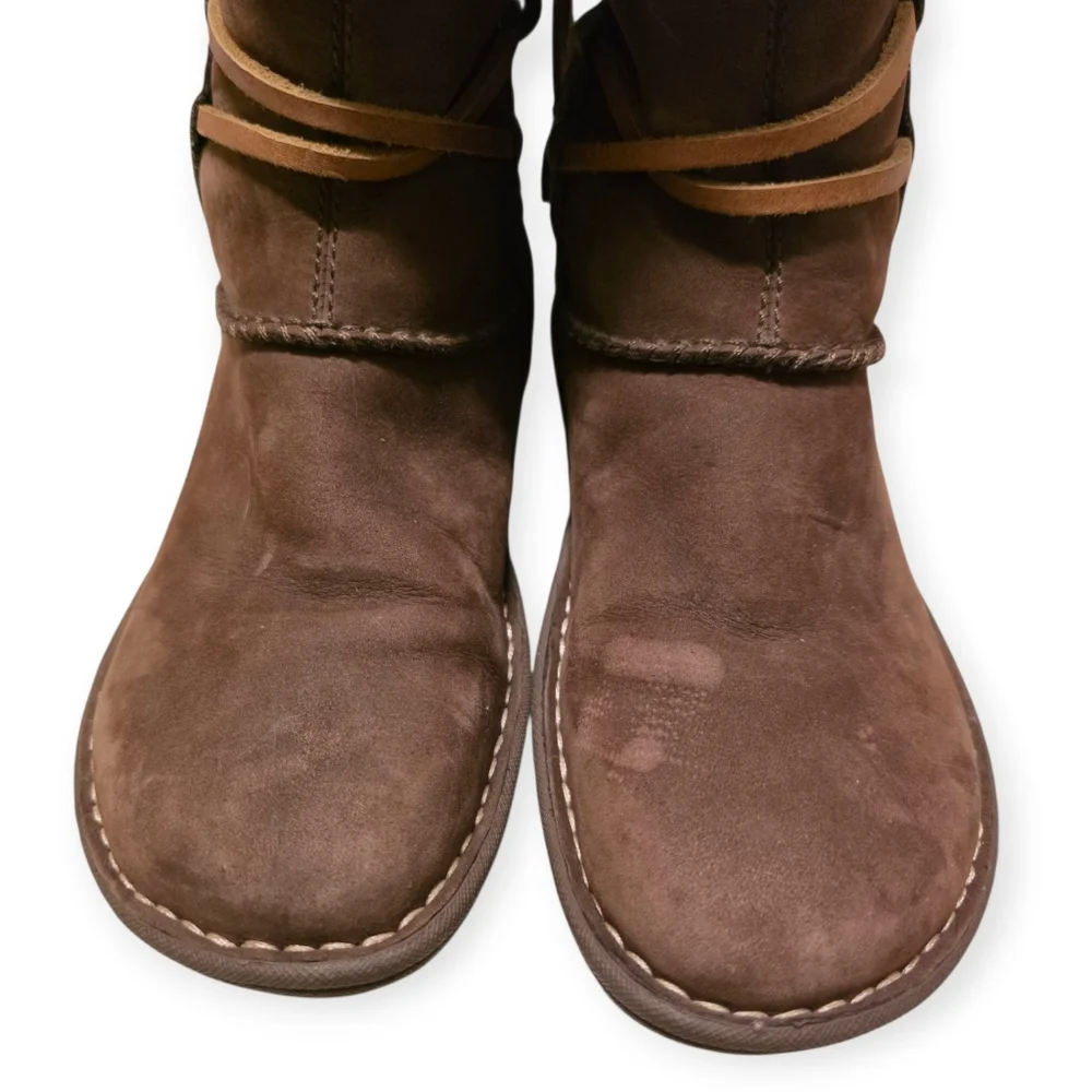 UGG Catalina 1634 Suede & Shearling Women's Tan Shearling Lace-Up Tall Boots